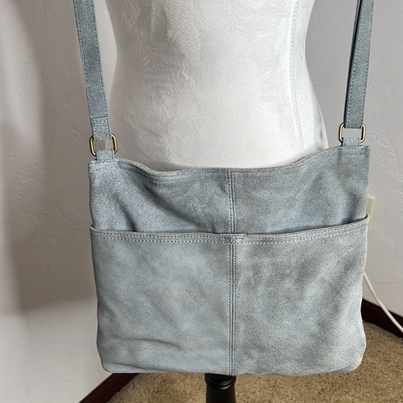Margot Light Blue Suede Crossbody Bag. MCB2162C - Picture 14 of 14